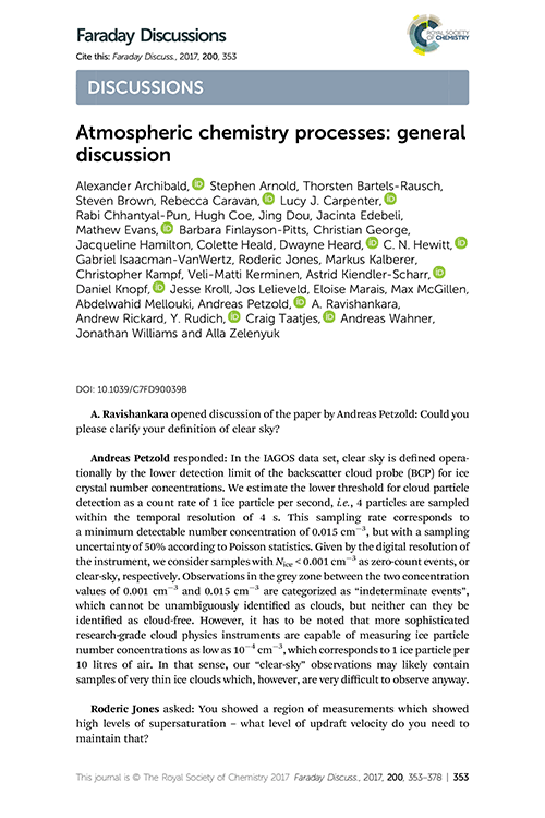 Atmospheric chemistry processes: general discussion