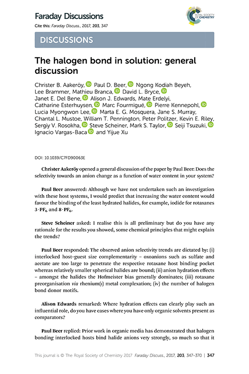 The halogen bond in solution: general discussion