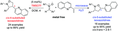 Graphical abstract: Alkenylazaarenes as dipolarophiles in 1,3-dipolar cycloaddition of nitrones: regioselectivity-switchable and highly diastereoselective synthesis of multisubstituted isoxazolidines