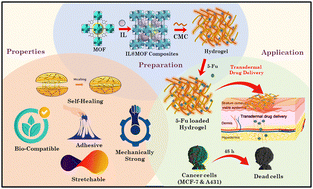 Graphical abstract: A multifunctional IL@MOF composite-based hydrogel for enhanced transdermal drug delivery of 5-fluorouracil