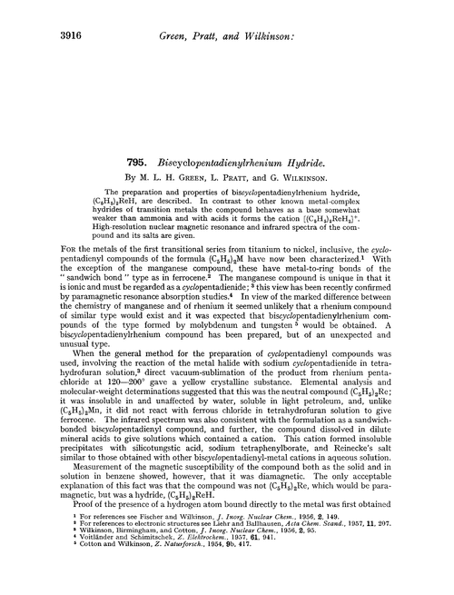 795. Biscyclopentadienylrhenium hydride