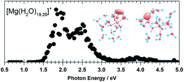 Graphical abstract: Electronic spectroscopy and nanocalorimetry of hydrated magnesium ions [Mg(H2O)n]+, n = 20–70: spontaneous formation of a hydrated electron?