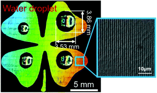 Graphical abstract: Large area metal micro-/nano-groove arrays with both structural color and anisotropic wetting fabricated by one-step focused laser interference lithography