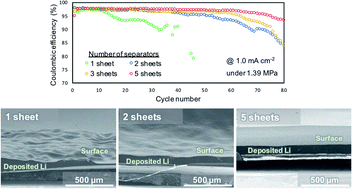 Graphical abstract: Lithium metal deposition/dissolution under uniaxial pressure with high-rigidity layered polyethylene separator