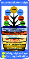 Graphical abstract: Recent progress in ‘water-in-salt’ and ‘water-in-salt’-hybrid-electrolyte-based high voltage rechargeable batteries