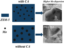 Graphical abstract: Enhancing metal dispersion over an Mo/ZSM-5 catalyst for methane dehydroaromatization