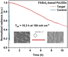 Graphical abstract: Stabilizing FASnI3-based perovskite light-emitting diodes with crystallization control