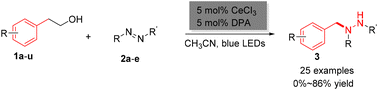 Graphical abstract: Efficient photocatalytic synthesis of benzylhydrazine