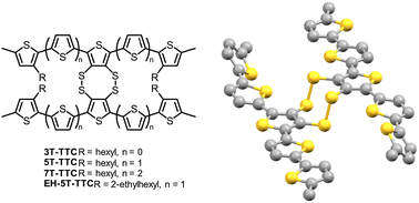 Graphical abstract: 1,2,5,6-Tetrathiocin as a scaffold for improved charge transport in double-cable oligothiophene systems