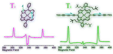 Graphical abstract: The evolution of spin distribution in the photoexcited triplet state of ethyne-elaborated porphyrins