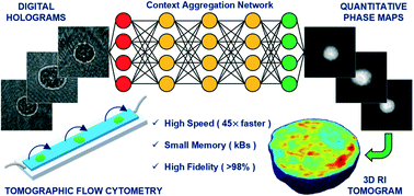 Graphical abstract: Speeding up reconstruction of 3D tomograms in holographic flow cytometry via deep learning