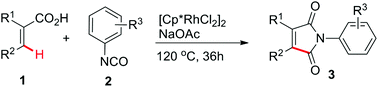 Graphical abstract: Reaction of alkenecarboxylic acids with isocyanates via rhodium(iii)-catalyzed C–H activation: a versatile route to cyclic imides