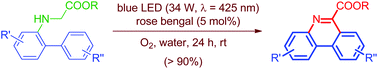 Graphical abstract: Metal-free, visible-light-promoted oxidative radical cyclization of N-biarylglycine esters: one-pot construction of phenanthridine-6-carboxylates in water