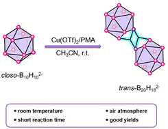Graphical abstract: A simple and efficient method to synthesize metal salts of M2[trans-B20H18] (M = Li, Na, K, and Cu)