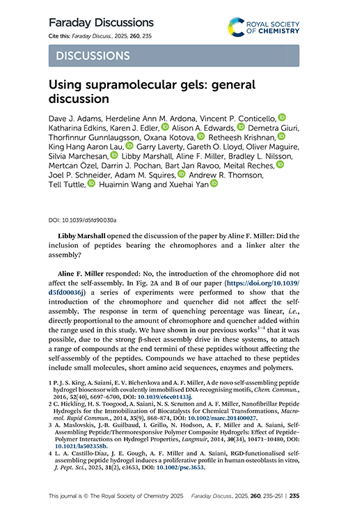 Using supramolecular gels: general discussion