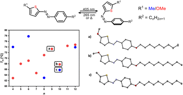 Graphical abstract: Systematic investigation of the structure–property relationship of substituted p-alkoxy-azothiophenes