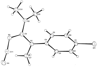 
          ORTEP diagram of compound 2; The numbering is arbitrary.
        