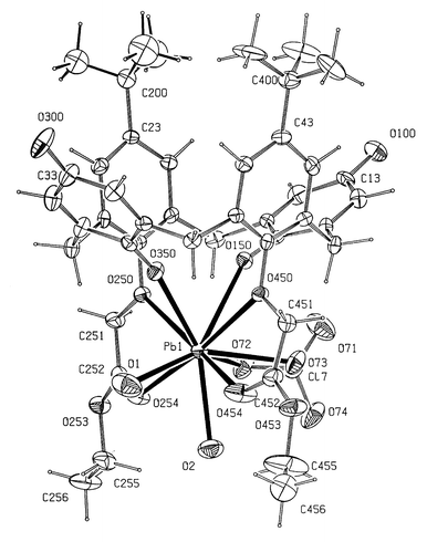 
          The structure of 2 together with the numbering scheme. Ellipsoids shown at 30% occupancy. Click image or here to access 3D representation.
        