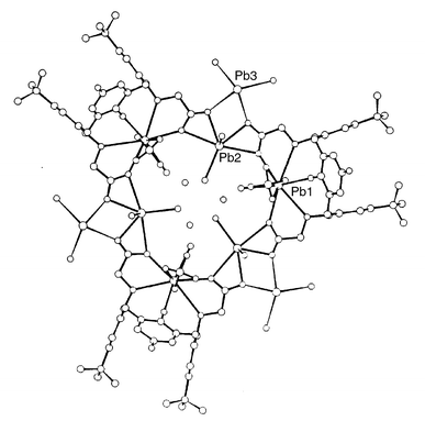 
          The trimeric structure of 3 together with the numbering scheme. Click image or here to access 3D representation. The structure shows disorder.
        