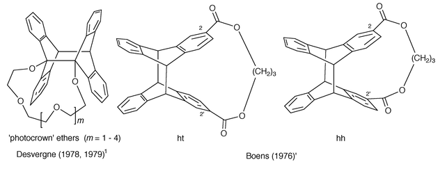 Intramolecular photocycloadducts of some bisanthracenes with spacers
containing more than three members.