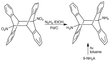 Chemical correlation assigning the ht structure of the isolated
9-nitroanthracene photodimer (Chapman et al., 1969).1