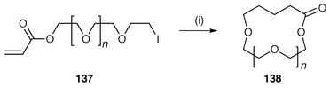 Reagents and conditions: i, Bu3SnH, AIBN, PhH, reflux; n = 1, 76%; n = 2, 72%; n = 3, 70%; n = 4, 63%; n = 5, 30%.
