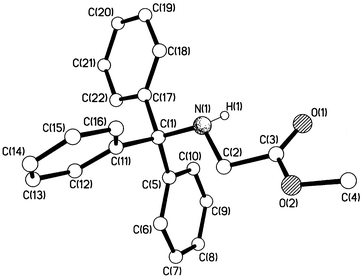 Crystal structure of N-tritylglycine methyl ester, 1c.
