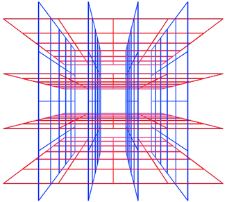 A schematic diagram that illustrates how square-grids can interpenetrate 
and generate channels.