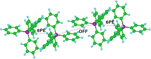 
            Cation chain in 1. 6PE alternate with OFF interactions.
          