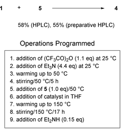 One-pot synthesis of 4 on MEDLEY.