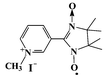 
          Chemical structure of m-N-methylpyridinium nitronyl nitroxide iodide.
        