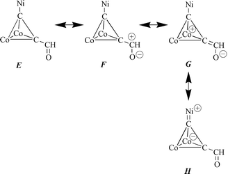 Resonance structures of [{μ-η1-η1-Ni(η5-C5H5)(PPh3)CCCHO}{Co2(CO)6}].