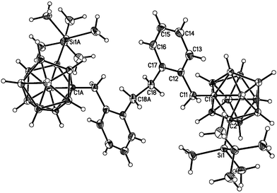 Molecular structure of alkane 2 showing 50% probability ellipsoids, hydrogen atoms as arbitrary sized spheres. Atoms labelled with the suffix “A” are generated by the symmetry operation (1 −
x, −y, −z).