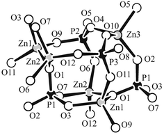 
            A Zn5P4 cage-like unit in I.
          