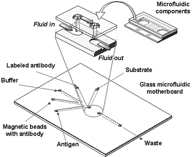 
          Illustration of microfluidic interconnection and surface-mounting technique.
        