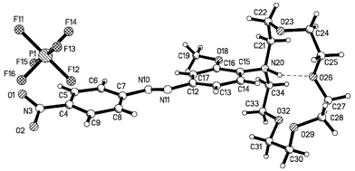 X-Ray crystal structure of the protonated form of 2, 2·HPF6.