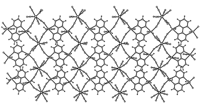 A view of the two-dimensional arrangement of the Mn(ii) and M(iv) metal ions from 1 and 2 extending in the (−1 0 1) plane.