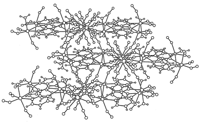 View along the [010] direction showing the interlayer connection through bridging cyanide groups in the three dimensional network of 1 and 2.