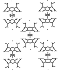 Crystal packing pattern of 4+@22·Br−·8MeOH. Non-hydrogen bonding hydrogens and disordered solvent molecules filling the interstice are excluded for clarity.
