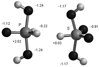 Structures and charge distributions of sulfurane and phosphorane intermediates from ab initio calculations.