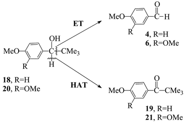Oxidation of probe substrates 18 and 20 by laccase–mediator systems: Cα–Cβvs. Cα–H cleavage.