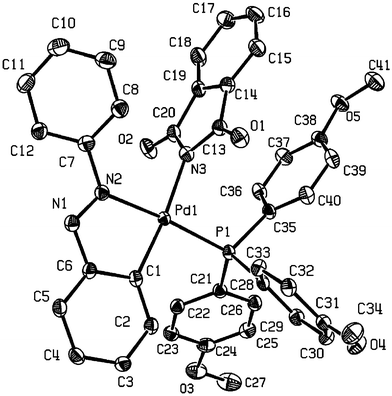 X-Ray crystal structure of 9a. Thermal elipsoids are at 50% probability. Hydrogens omitted for clarity.