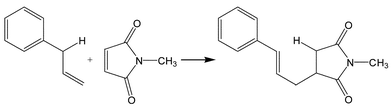 Ene reaction between allylbenzene and N-methylmaleimide.