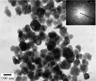 TEM micrograph for Fe2P nanoparticles.