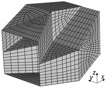 CFD grid of one SAR segment according to the geometry shown in Fig. 1b. The inlet dimensions are 1.2 mm × 1.2 mm. The length is 2.4 mm.