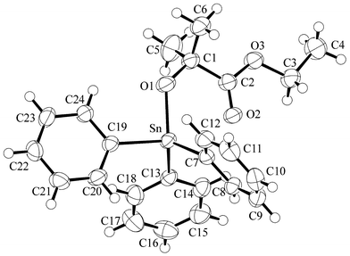 ORTEP plot of 1 showing 50% probability ellipsoids.