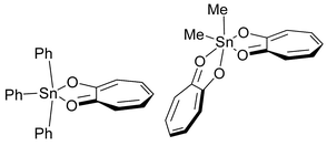 Molecular structures of Ph3Sn(trop) and Me2Sn(trop)2.