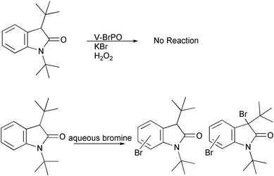 Bromination of 1,3-di-tert-butyl-2-indolinone by aqueous bromine and V-BrPO.34
