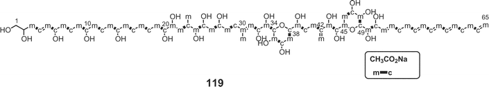Acetate-incorporation patterns of amphidinol-4 (119).