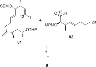 Synthesis of amphidinolide J (9) by Williams' group.